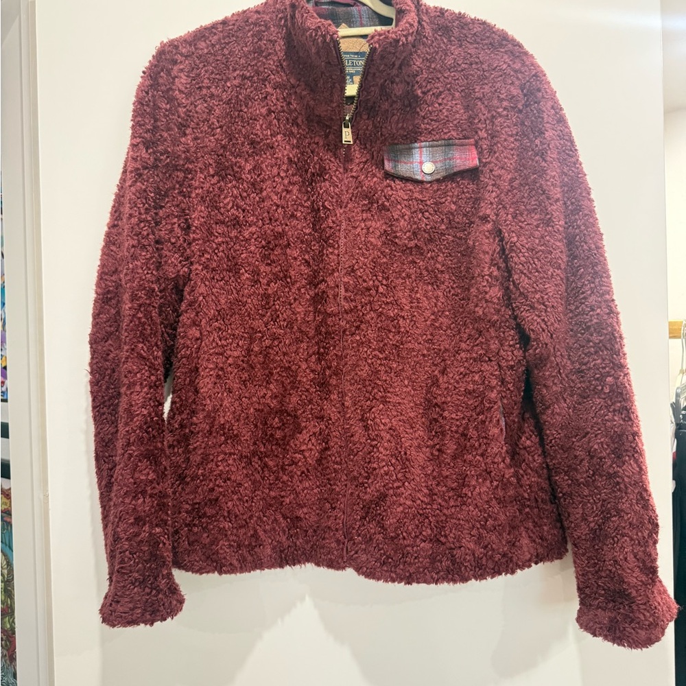 Pendleton Burgundy Fleece Utility Jacket barn coat